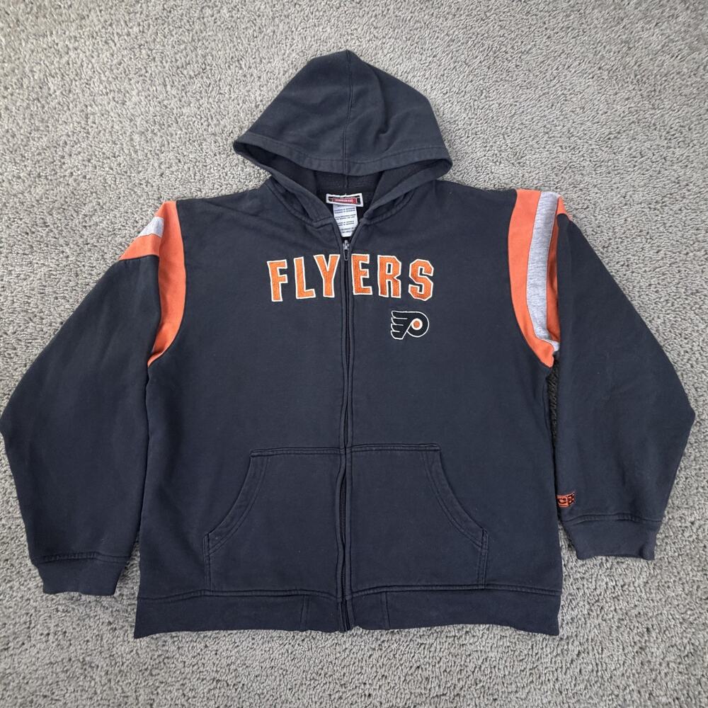 CCM Philadelphia Flyers Black and Orange Full-Zip Hoodie
